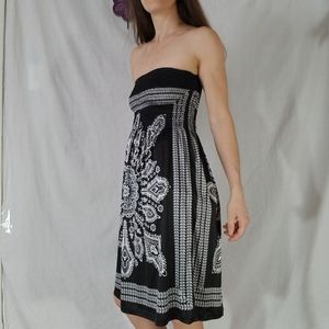 Black & white scrunch top sleeveless dress